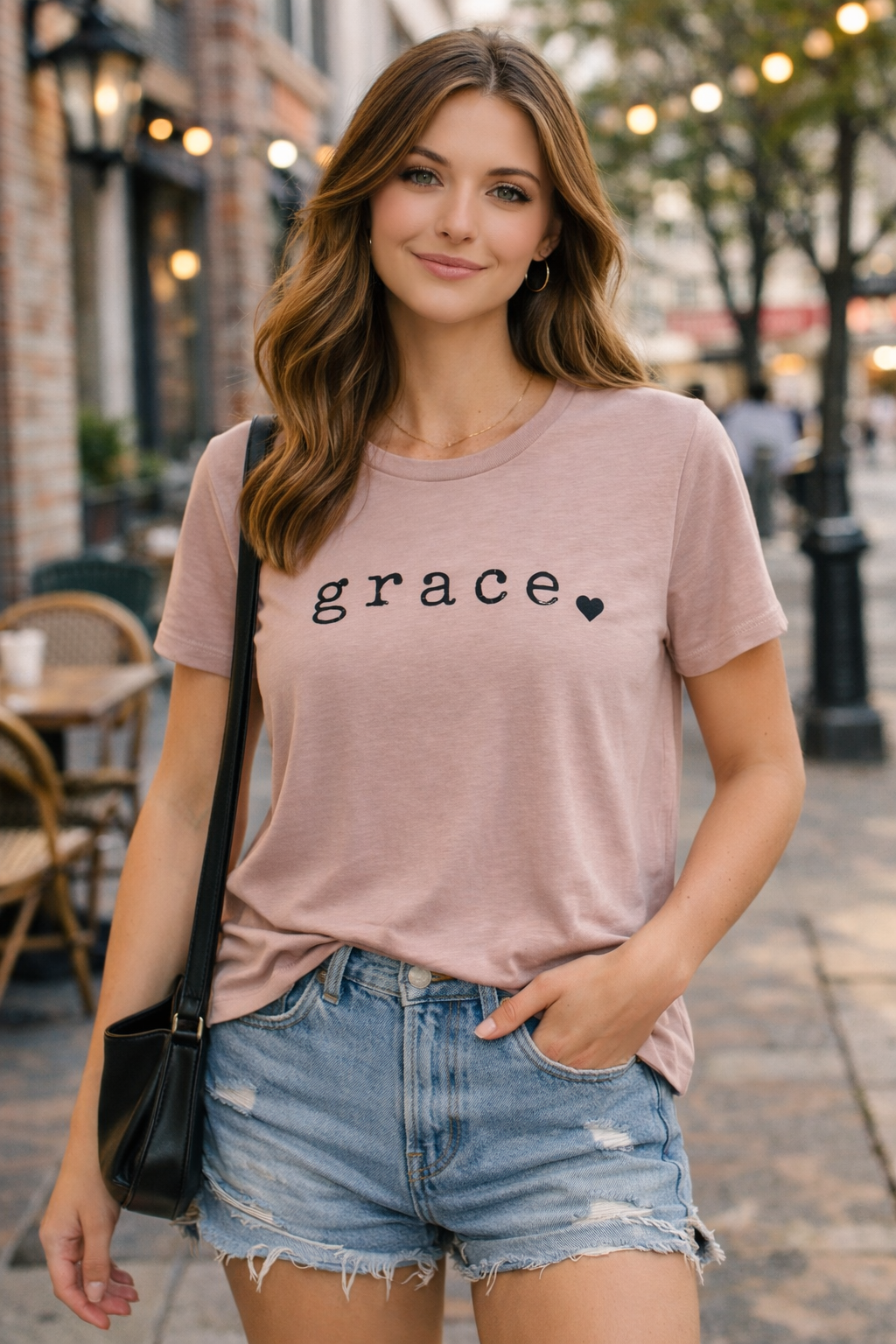 Heather Pink Gravel grace tee