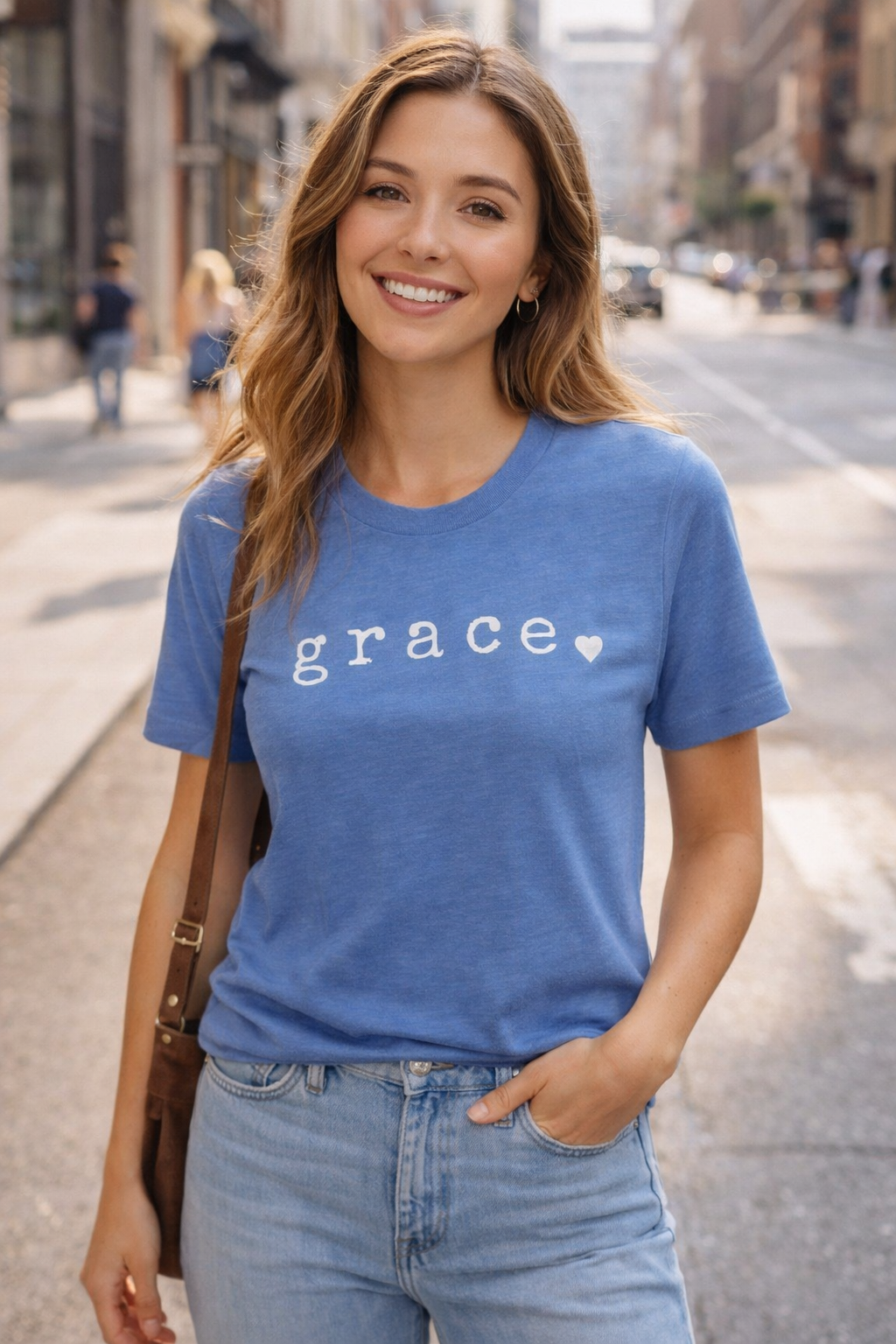 Heather Columbia blue grace tee