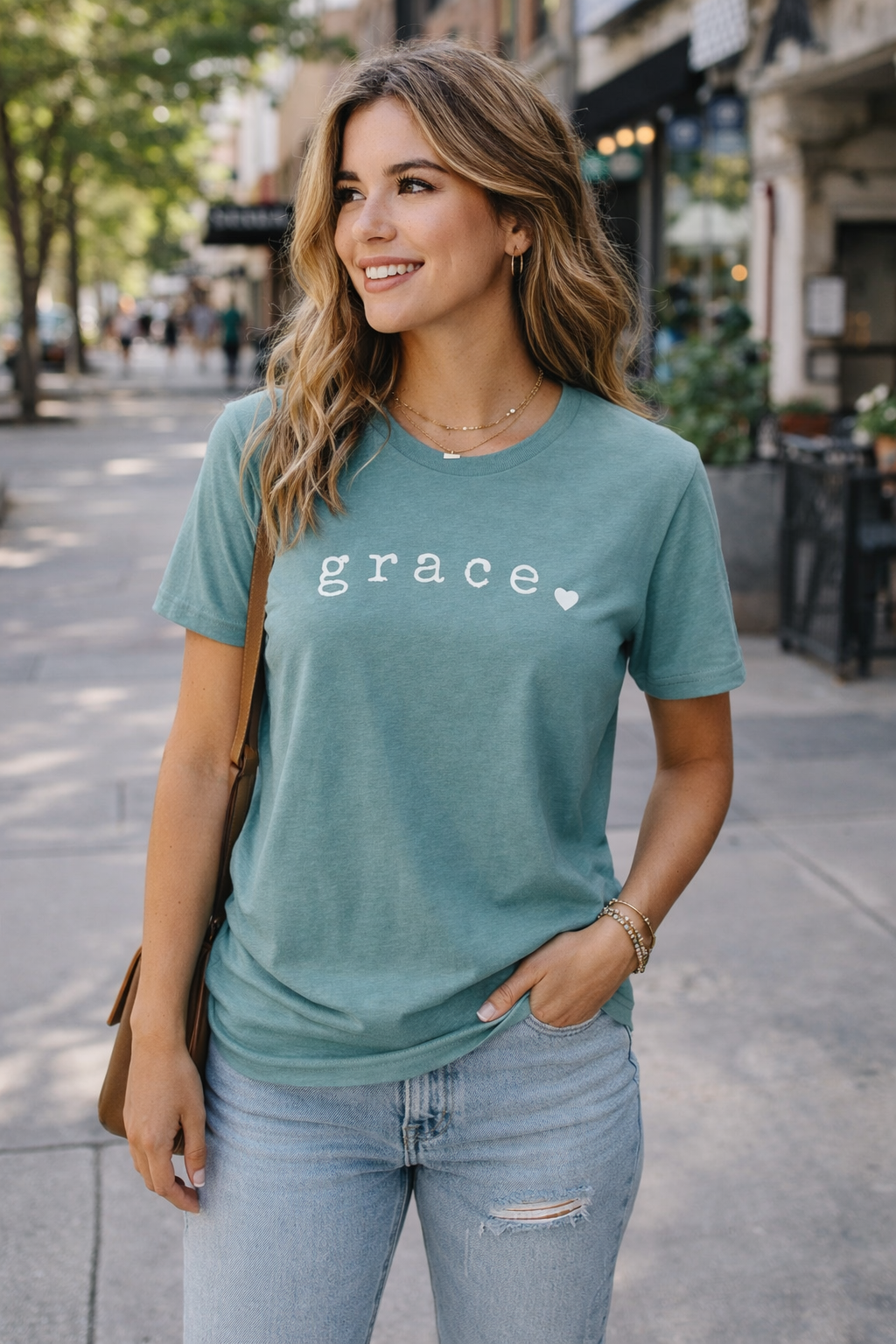 Heather Blue Lagoon grace tee