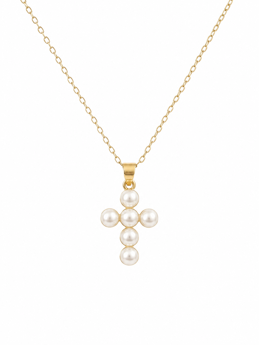 Pearl cross pendant necklace
