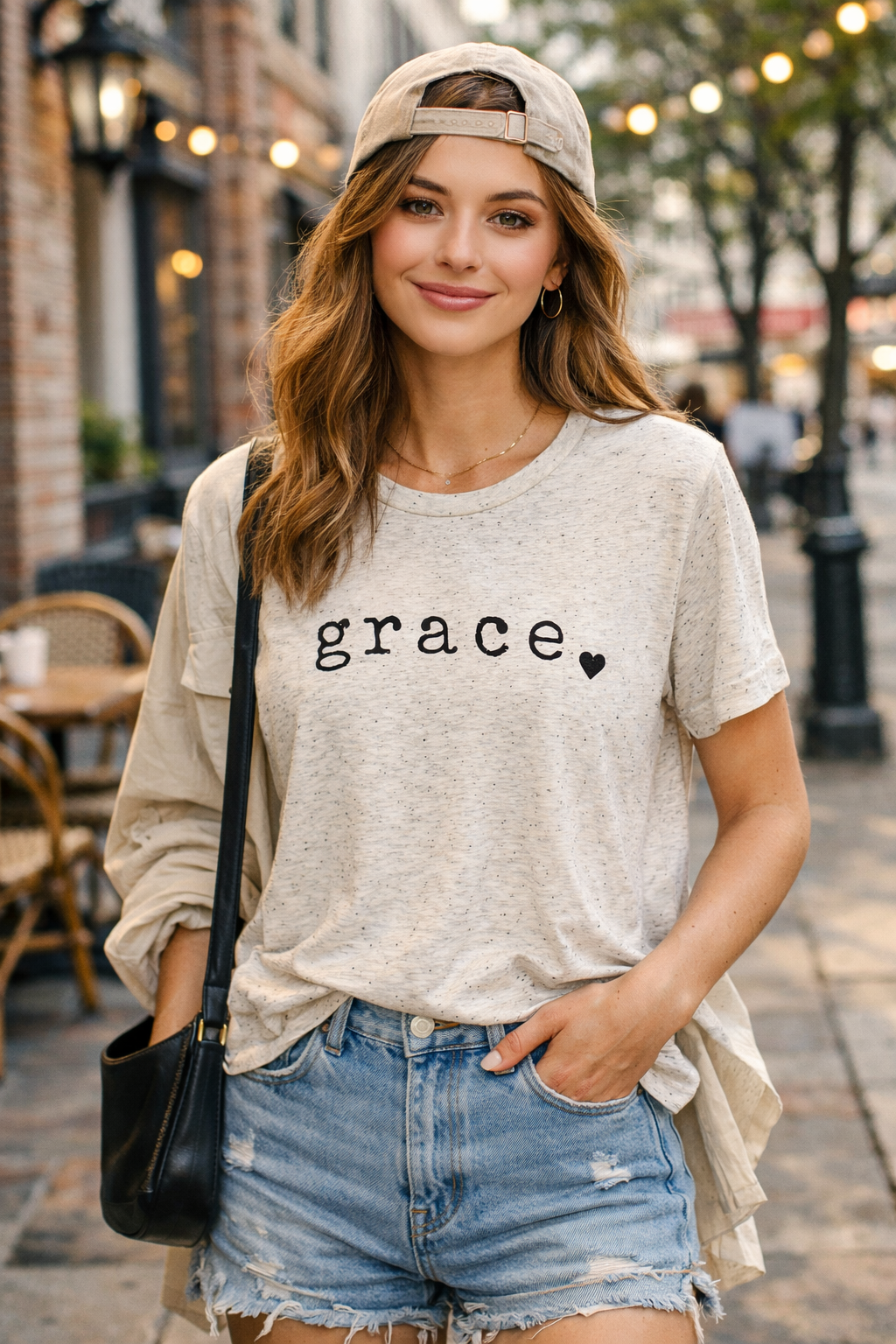 Oatmeal Triblend grace tee