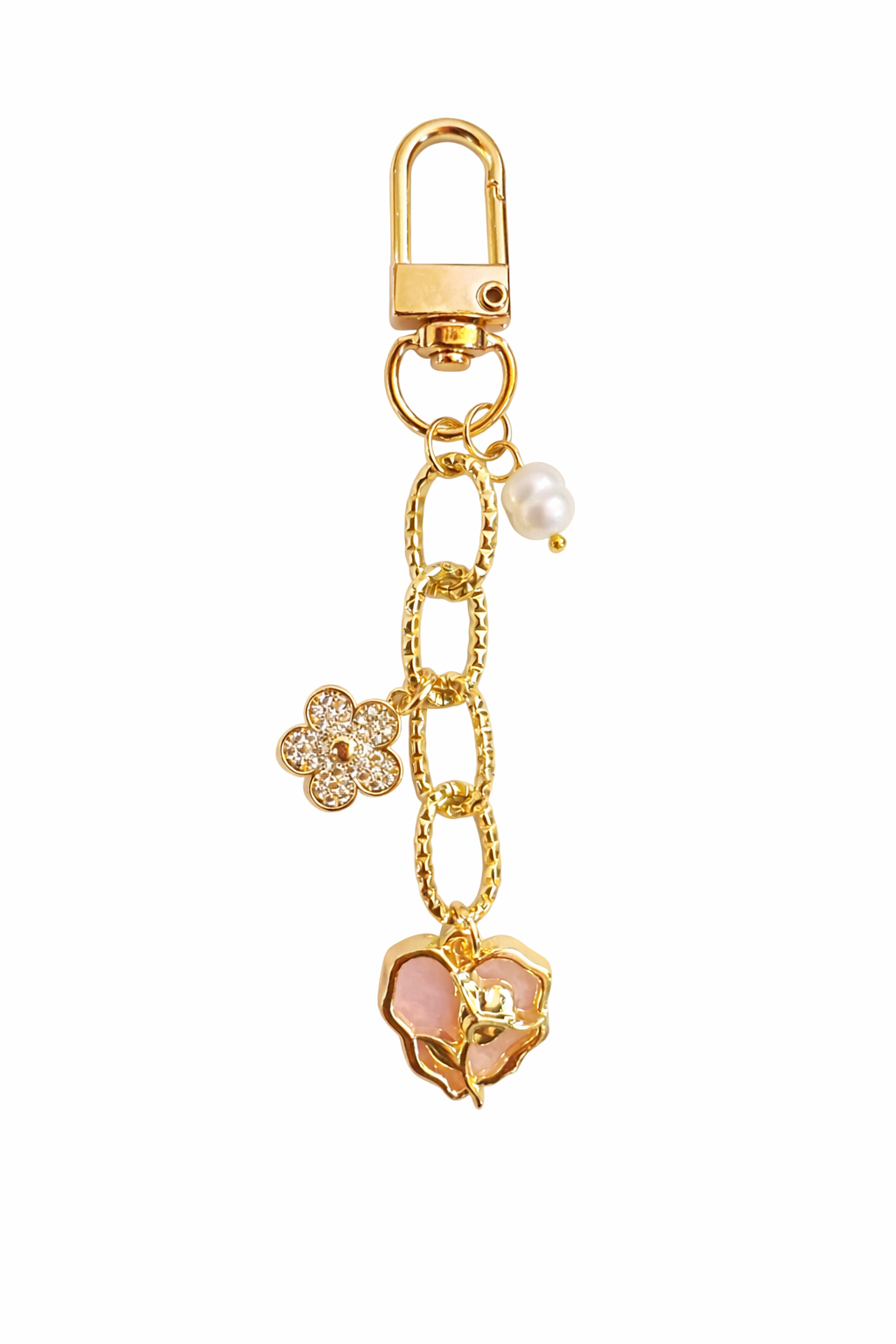 Rose blossom charm zipper pull