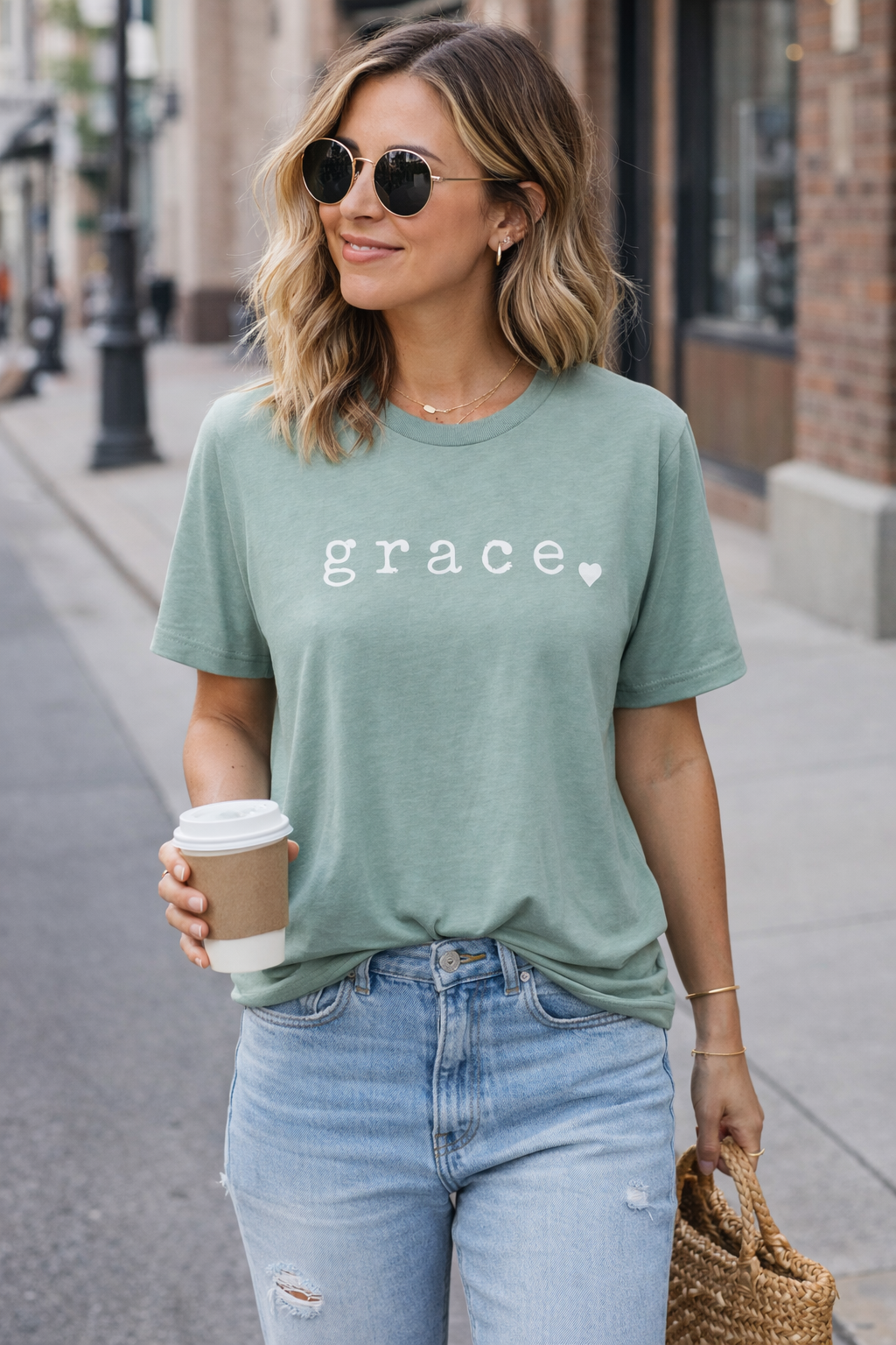 Heather Dusty Blue grace tee