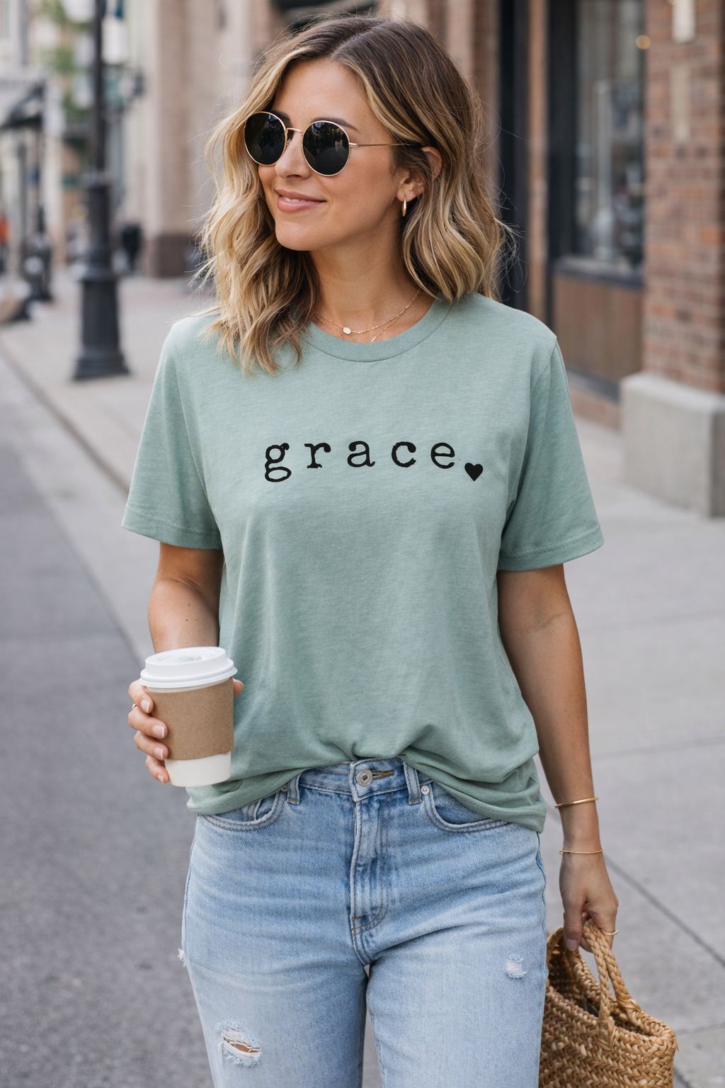 Heather Dusty Blue grace tee