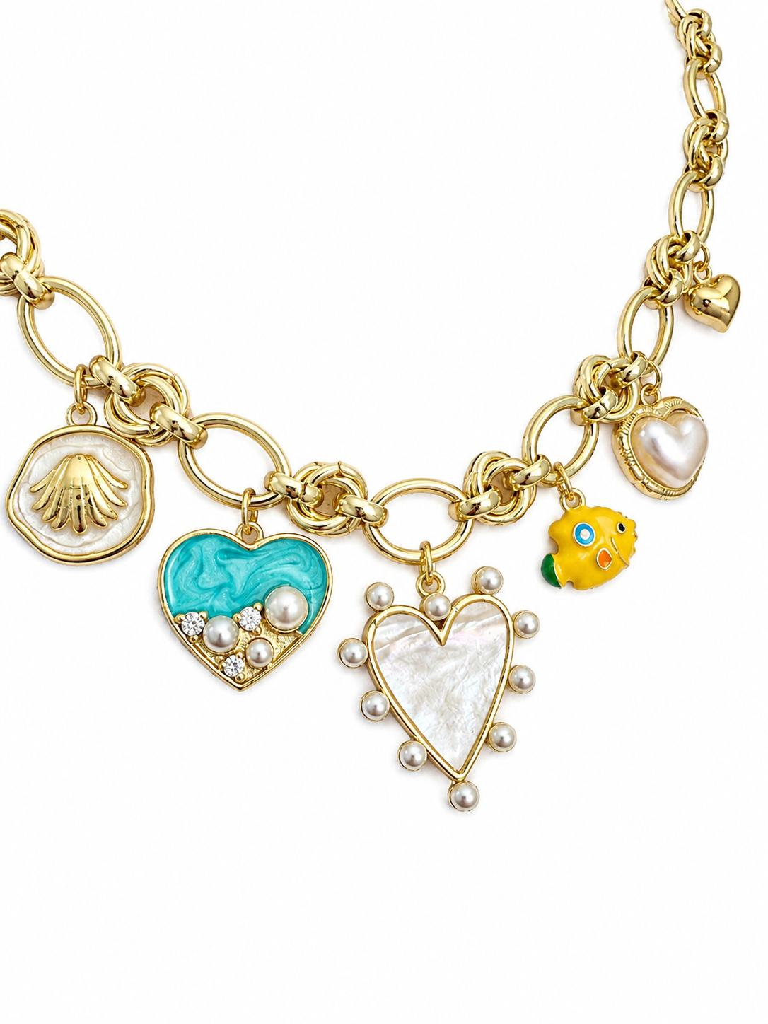Yellow fish beachy charm necklace