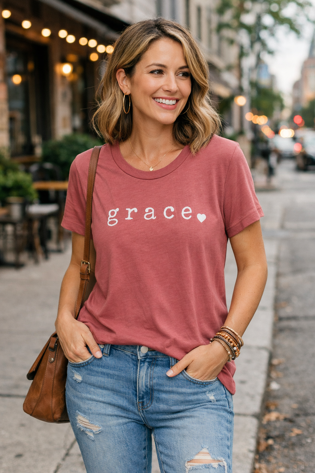 Heather Mauve grace tee