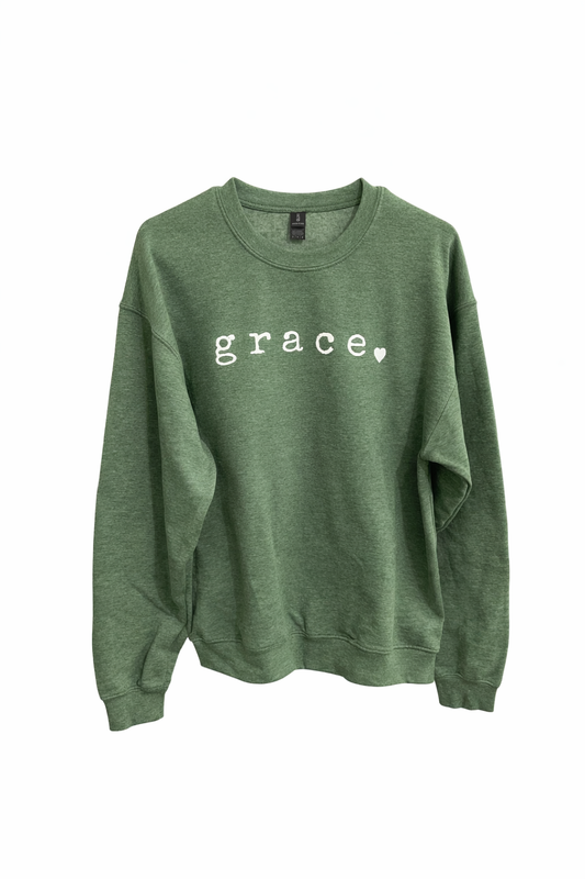 Heather dark green crew sweatshirt