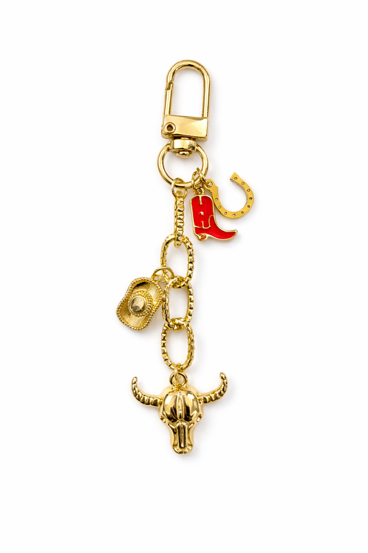 Golden cowgirl charm zipper pull