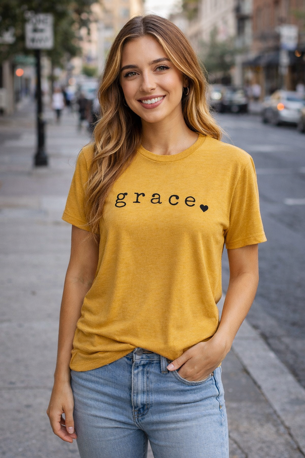 Heather Mustard grace tee